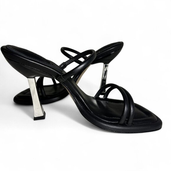 SCHUTZ Black Strappy Heels with Metallic Touch - Picture 1 of 14